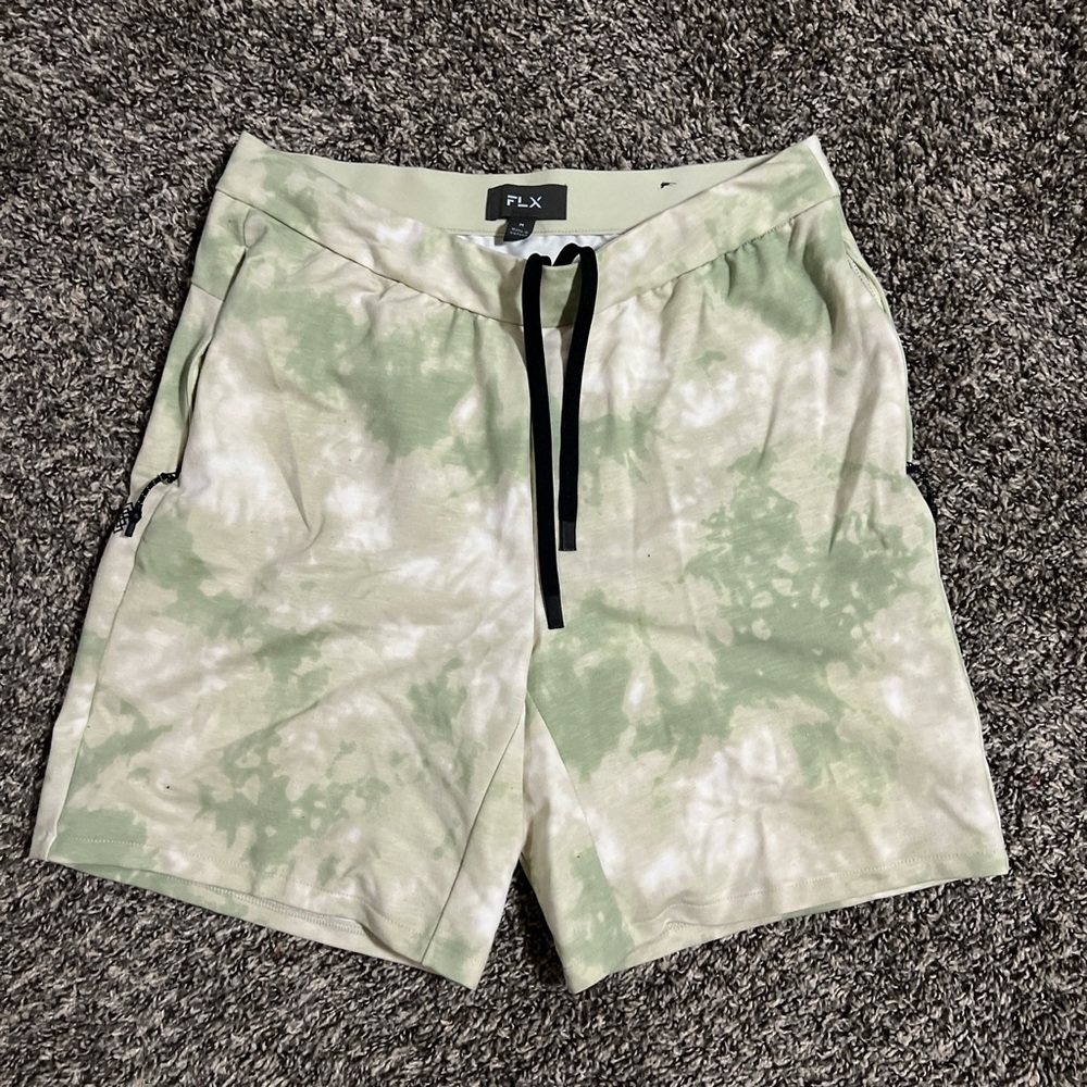 FLX Men's Athletic Shorts - Green Tie-Dye